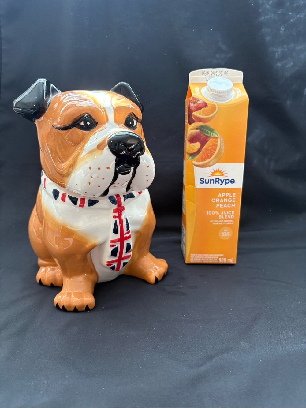 Ceramic British bulldog cookie jar/dog treat jar